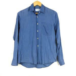 Our Legacy 1980-81 Shirt Mens XS 44 Blue Indigo Cotton Button Up Shirting Italy